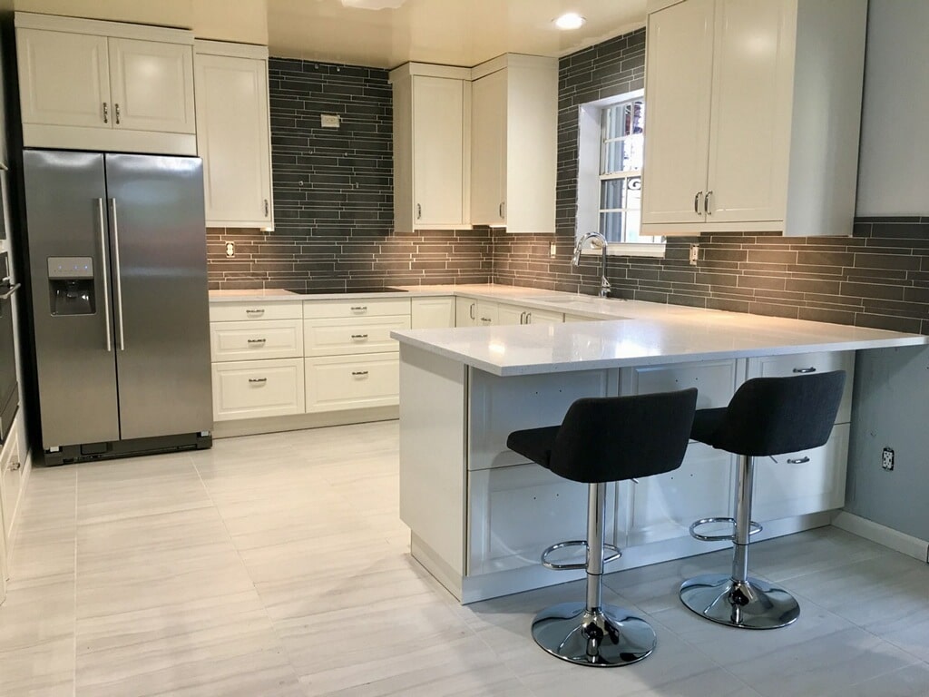 Norstone Interlocking Tile Backsplash in a Modern Kitchen Remodel Project